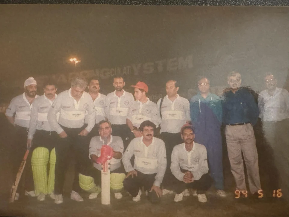 Morad Shaker with Iran’s national cricket team in Sharjah during a 1 a.m. friendly match in 1994