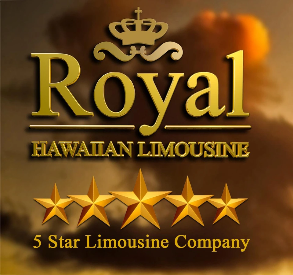 Royal Hawaiian Limousine company logo with a crown, five gold stars and the wording 5 Star Limousine Company.