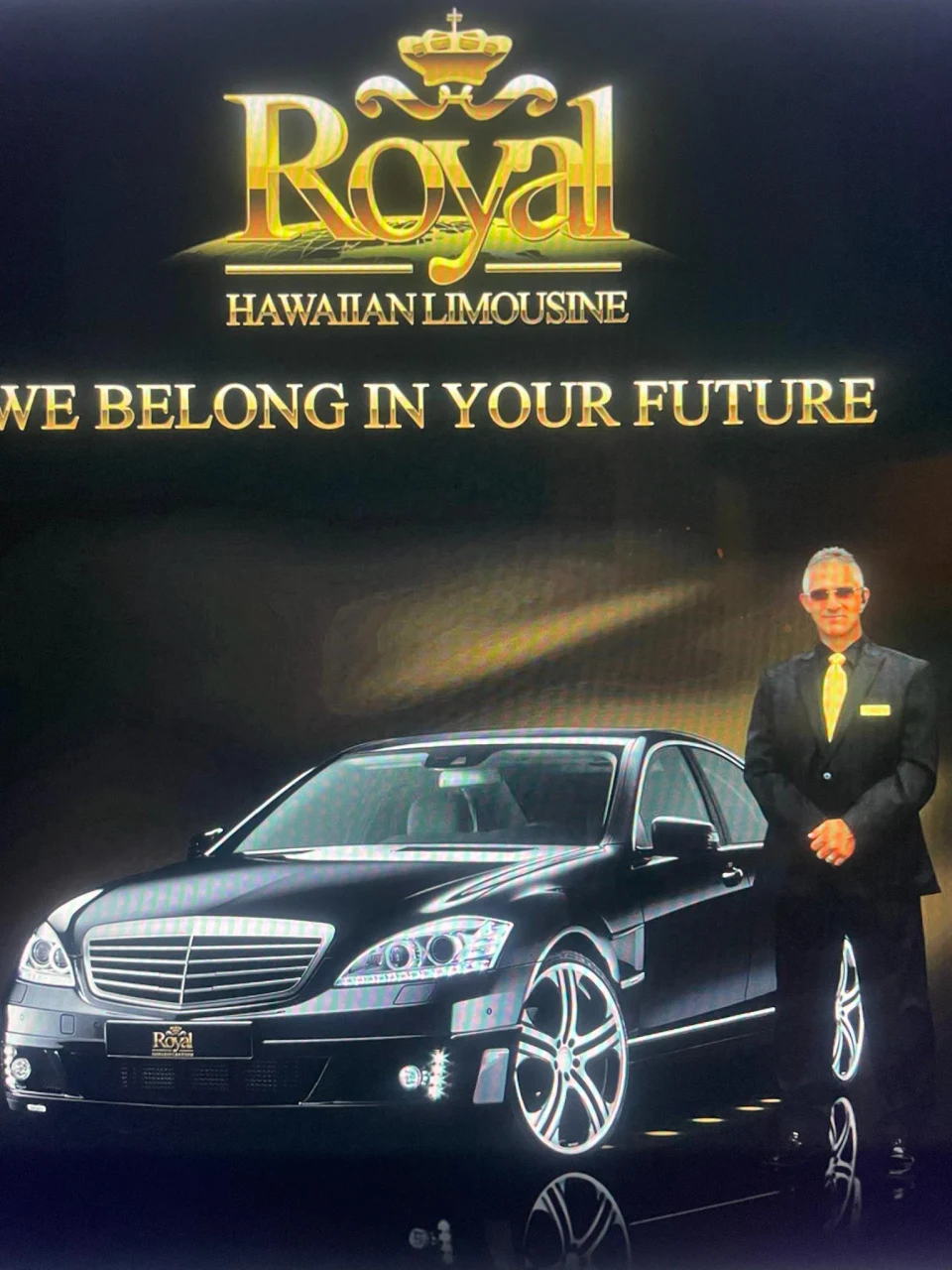 Royal Hawaiian Limousine poster featuring a company sedan and chauffeur