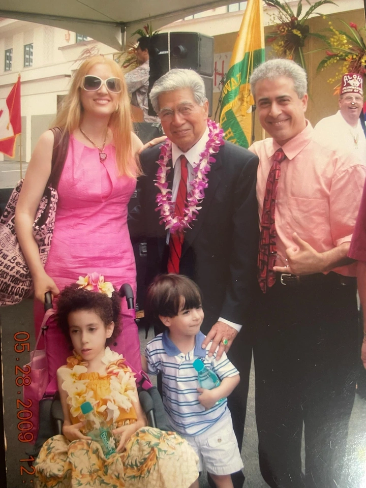 Members of the Shaker family pictured with U.S. Senator Daniel K. Akaka.